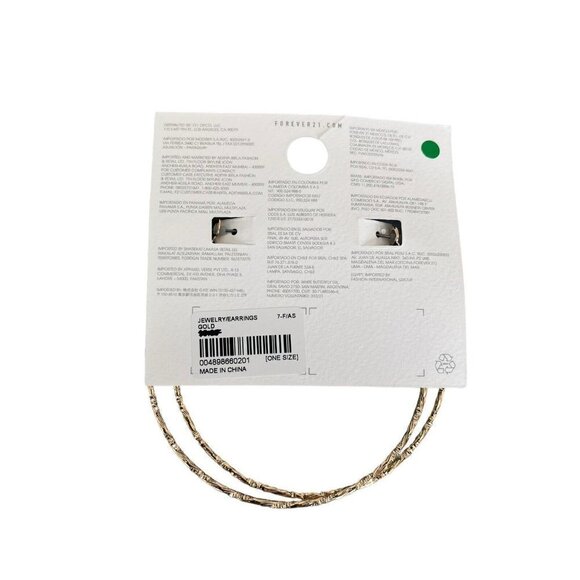 FOREVER 21 With Purpose Gold-tone Hoop Pierced Earrings 3 inch (Large) NEW - Picture 3 of 5